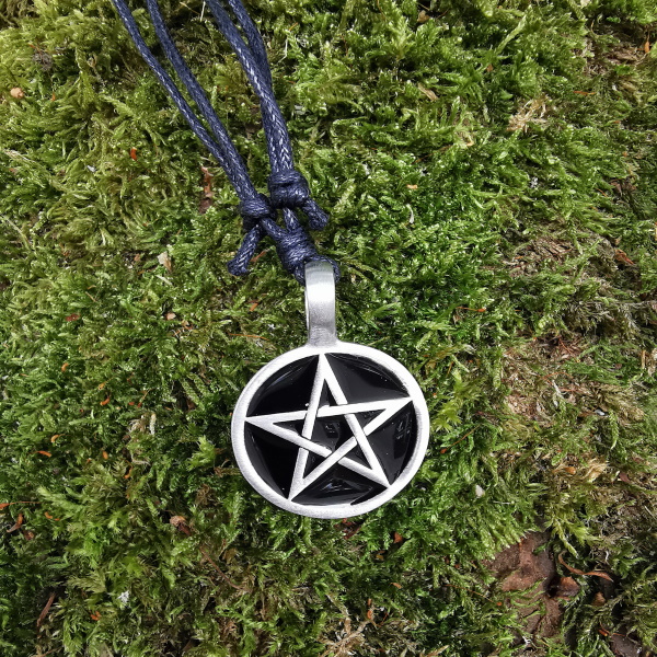 Pentagramm Amulett Silber/Schwarz