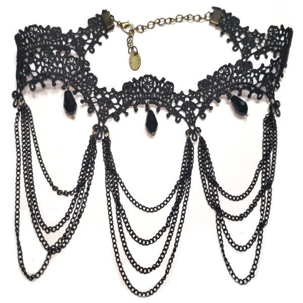 Choker Spitzenkette mit Kettchen Anhänger Gothic Victorian