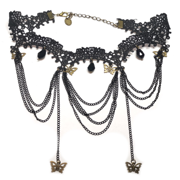 Choker Spitzenkette Schmetterling Anhänger Gothic Victorian