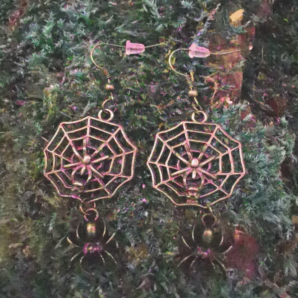 Spinnennetz Ohrhänger Bronze