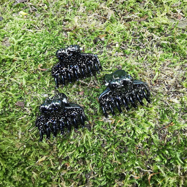 10 Mini-Haarkrebse Schwarz mit Glitzer