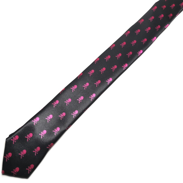 Krawatte mit Mini Totenkopf Pink