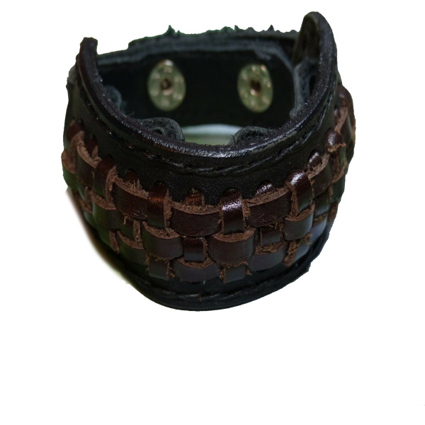 Lederarmband Mit Braunem Flechtmuster