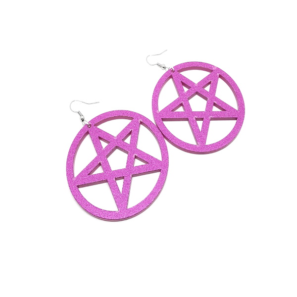 Pentagramm Ohrringe Pink Glitzer