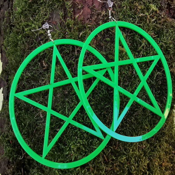 XXL Pentagramm Ohrringe Grün